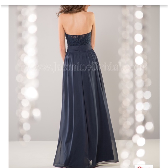 Navy lace and chiffon maxi - Picture 2 of 10